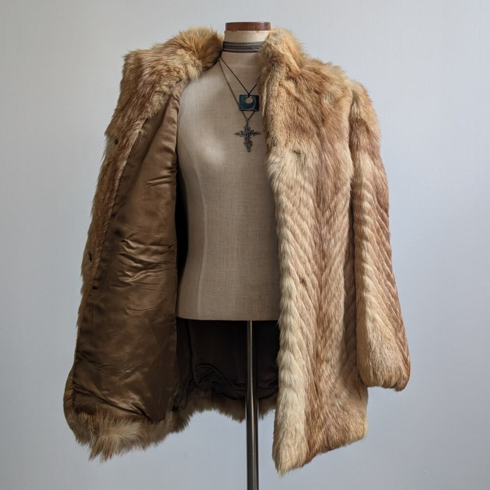 Vintage Golden Brown Real Fur Coat - Picture 4 of 12